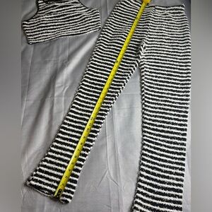Striped Black and White Women's Straight Leg Pants 2-PC SET